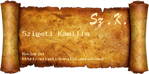 Szigeti Kamilla névjegykártya